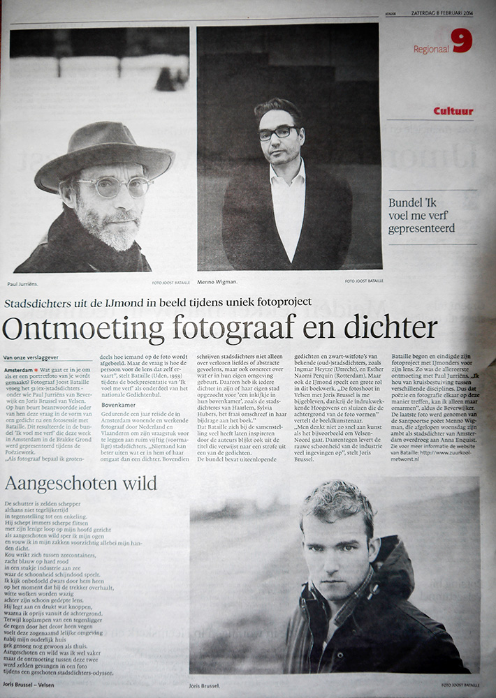 Een artikel over de presentatie van 'Ik voel me verf' in het Noordhollands Dagblad